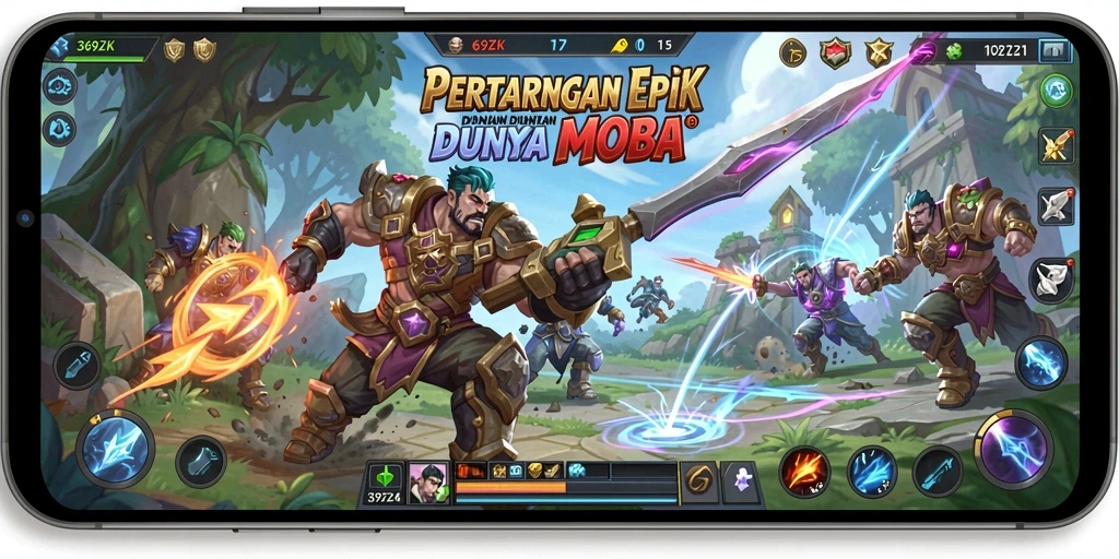 Tampilan seru dari gameplay 369ZK dalam arena MOBA.