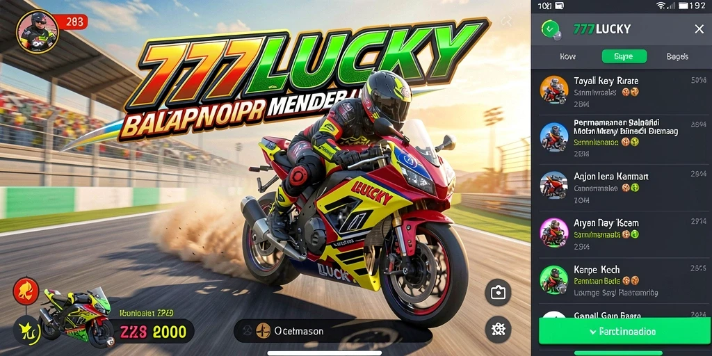 Gameplay seru di 777LUCKY dengan balapan motor yang cepat dan mendebarkan.