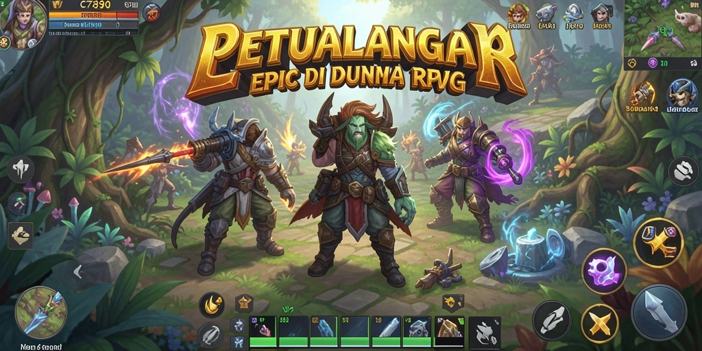 Screenshot C7890 menampilkan aksi pertempuran yang seru dalam dunia RPG.