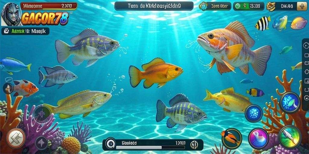 Tampilan gameplay GACOR78 yang menegangkan saat menembak ikan.