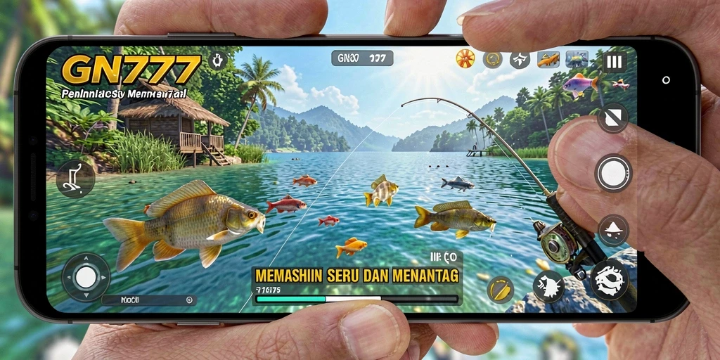 Screenshot menunjukkan aksi menangkap ikan dalam game GN777 yang memukau.