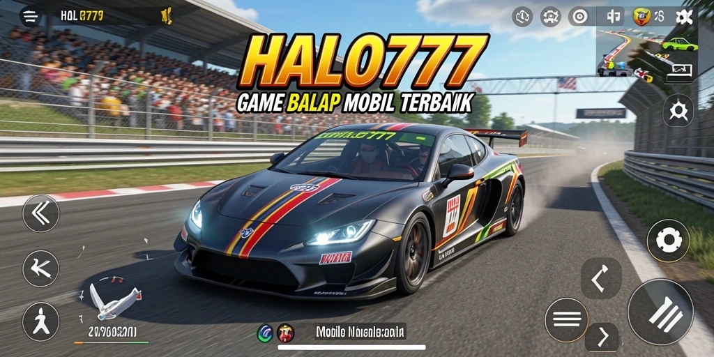 Screenshot gameplay HALO777 menunjukkan kecepatan balapan yang mendebarkan.