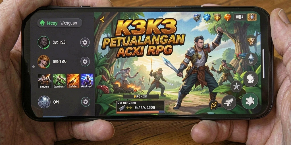 Screenshot K3K3 menampilkan pertempuran dinamis dengan karakter yang kuat.