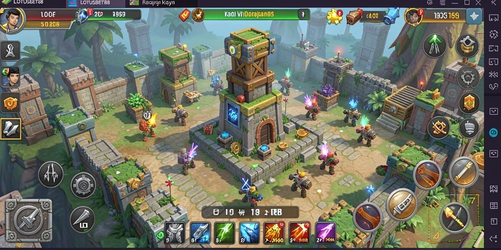Tampilan gameplay LOTUSBET88 yang mendebarkan dalam Tower Defense.