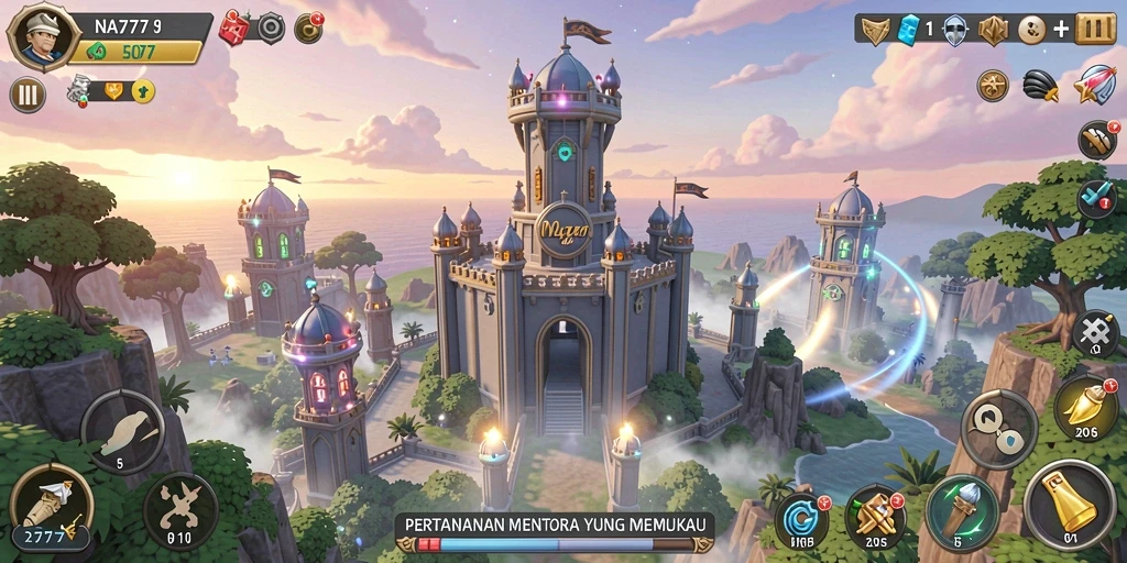 Gameplay seru NA777 menunjukkan strategi Tower Defense yang menegangkan.