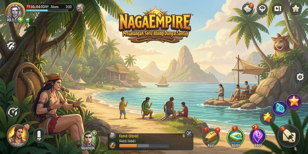 Gambaran gameplay seru NAGAEMPIRE yang penuh warna.