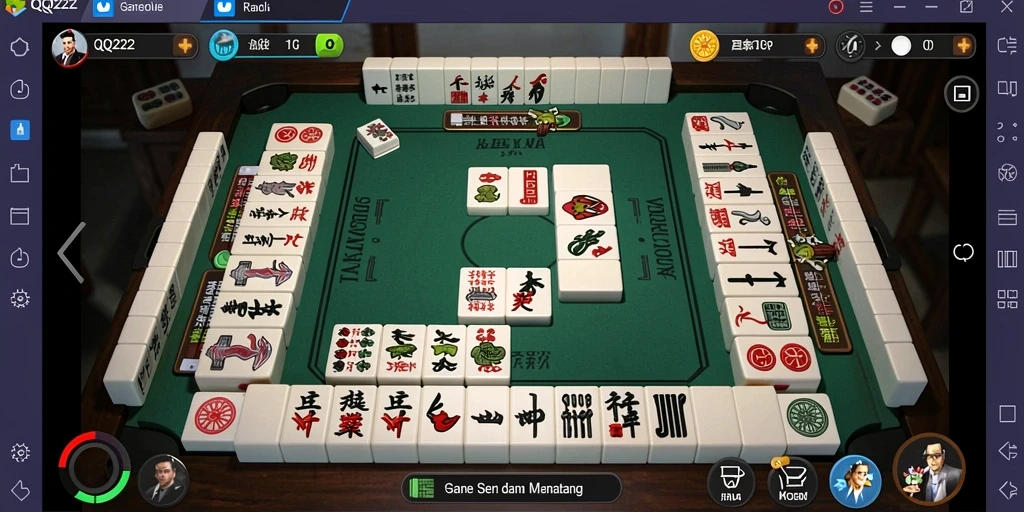 Tampilan screenshot utama QQ222 yang menunjukkan gameplay Mahjong yang menarik.