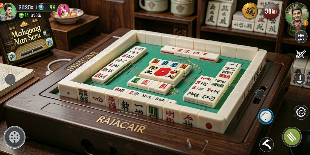 Screenshot gameplay RAJACAIR dengan tampilan ubin Mahjong yang memukau.