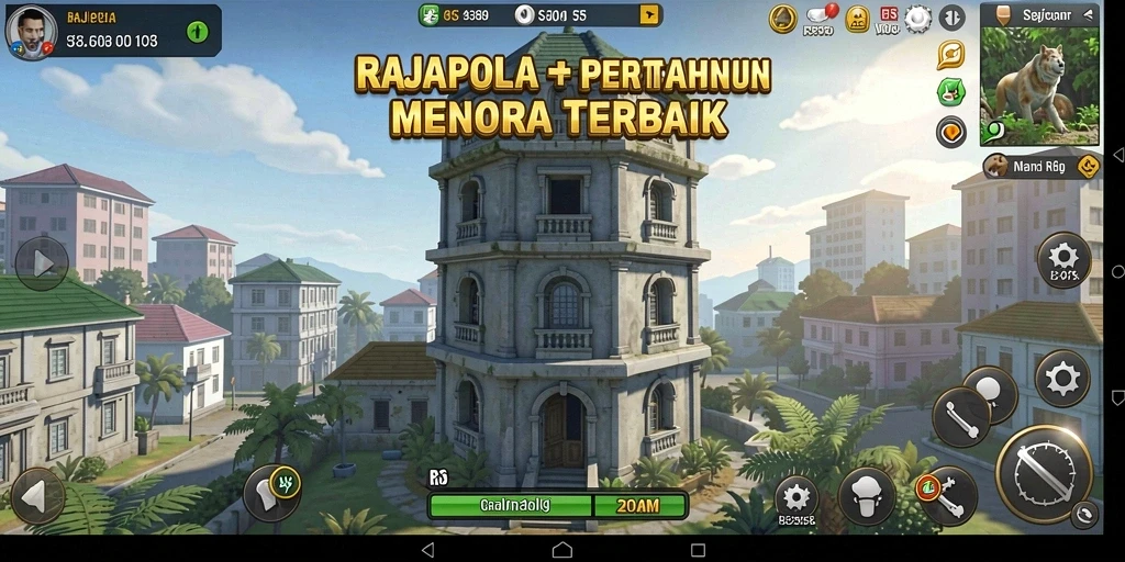 Tampilan gameplay menara dalam RAJAPOLA yang mendebarkan dan penuh strategi.