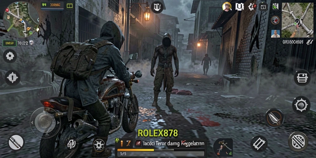 Tampilan gameplay menegangkan di ROLEX878 dengan suasana Horror yang mencekam.