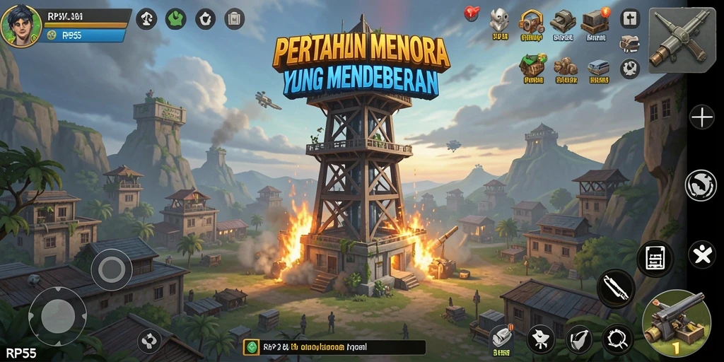 Tampilan gameplay RP55 dengan strategi Tower Defense yang menegangkan.