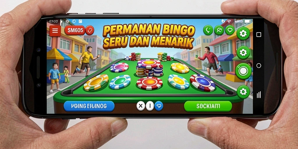 Tangkapan layar gameplay SM605 menunjukkan keseruan Bingo yang penuh warna.
