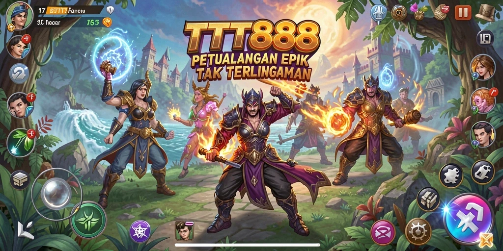 Screenshot utama TTT888 menunjukkan pemain menjelajahi dunia petualangan yang luas.