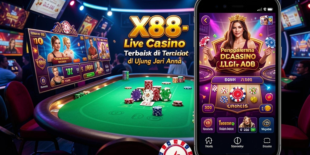 Tampilan gameplay Live Casino yang menarik di X88 dengan dealer profesional.