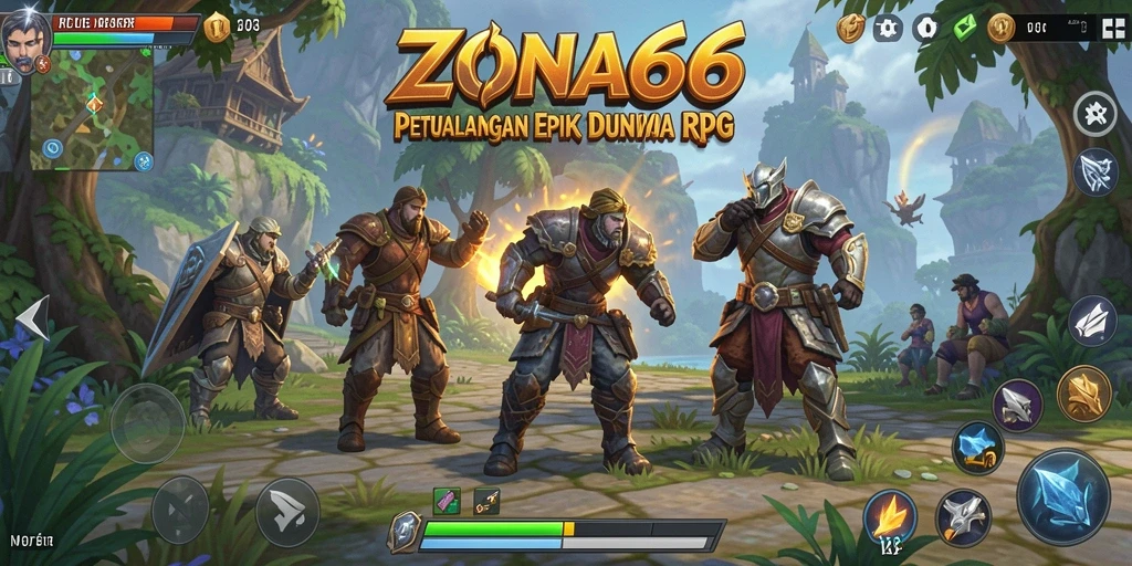 Tangkapan layar dari gameplay ZONA66 yang epik dalam RPG.